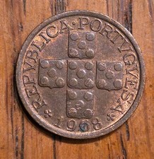 1968 Portugal 10 Centavos  5 Escutcheons Forming Cross, Olive Branch Under X