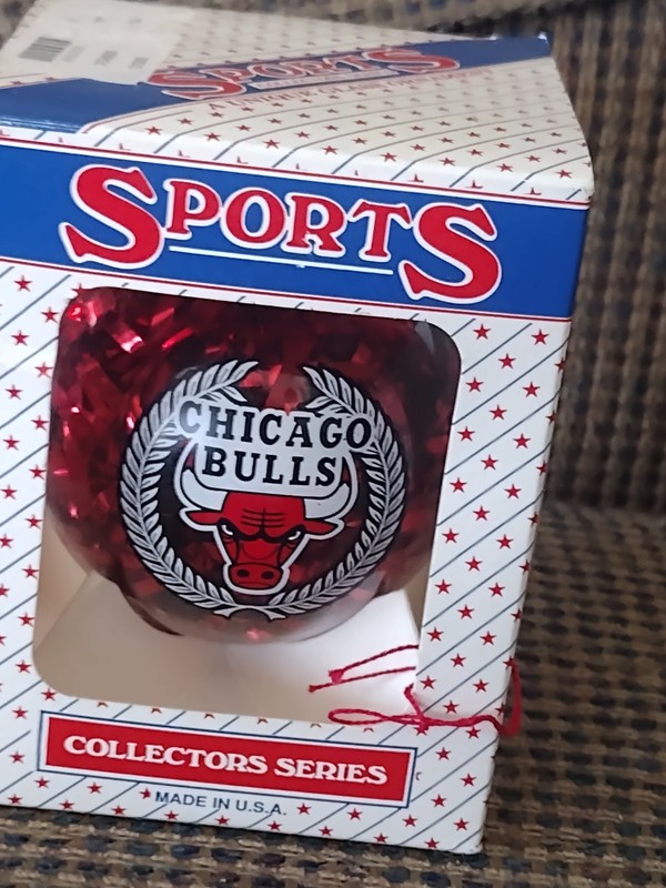 Vintage 90s Chicago Bulls NBA Collectors Series Christmas Ornament in Box