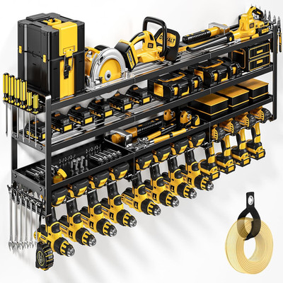 49'' W Large Power Tool Organizer Wall Mount Loads 600 Lbs, Heavy Duty 4-Tier 12