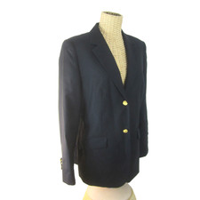 Brooks Brothers 346 Women 8 Black Loro Piana LS Blazer Jacket Signature Buttons