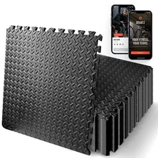 SQUATZ 25 pcs Thick Puzzle Exercise Mat, EVA Foam Interlocking Tiles (Black)