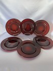 Vintage - Set Of 6 - Ruby Red Glass Salad Plates With Textured Bottom 7.5 Wide