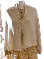 made in italy  Poncho Schal Stola Knopfleiste Coffee meliert mit Kaschmir Neu