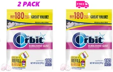 2 pack  Orbit Bubblemint Sugar Free Chewing Gum, Value Pack - 180 Ct each bag