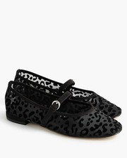 J.Crew Leopard Print Mesh Mary Jane Flats, 9, Black