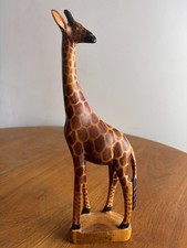 Wooden hand crafted carved Giraffe African ornament animal sculpture vintage
