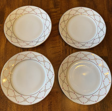 Set 4 Mosaique Limoges France Pink Clover & Gold Diamond 8.5" Salad Plates Mint