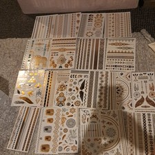 20 pcsWaterproof Gold Foil Sticker Temporary Tatto Long-Lasting Body Art