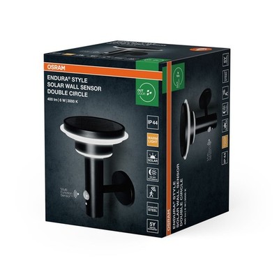 LED Solar Wandleuchte Sensor 3000K IP44 Edelstahl Schwarz H:22 cm Lampe Balkon