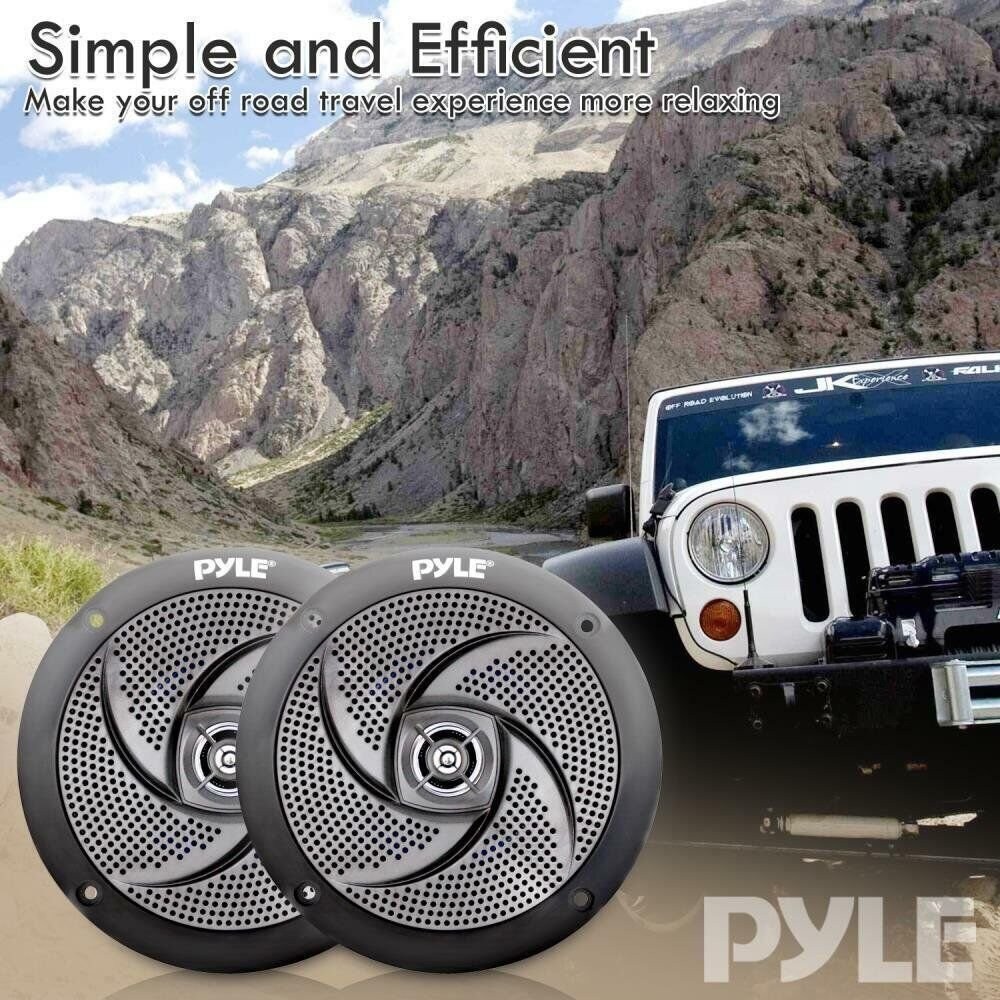 Pair of Pyle 4" 100W Low-Profile Slim Style Waterproof Marine Speakers PLMRS4B