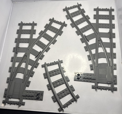 Lego 9v Train Lot of switch tracks - LEFT and RIGHT plus 1 Curved Track