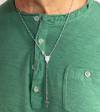 Rosario Unisex Argento 925 Rodiato  con prolunga - Chiusura a moschettone