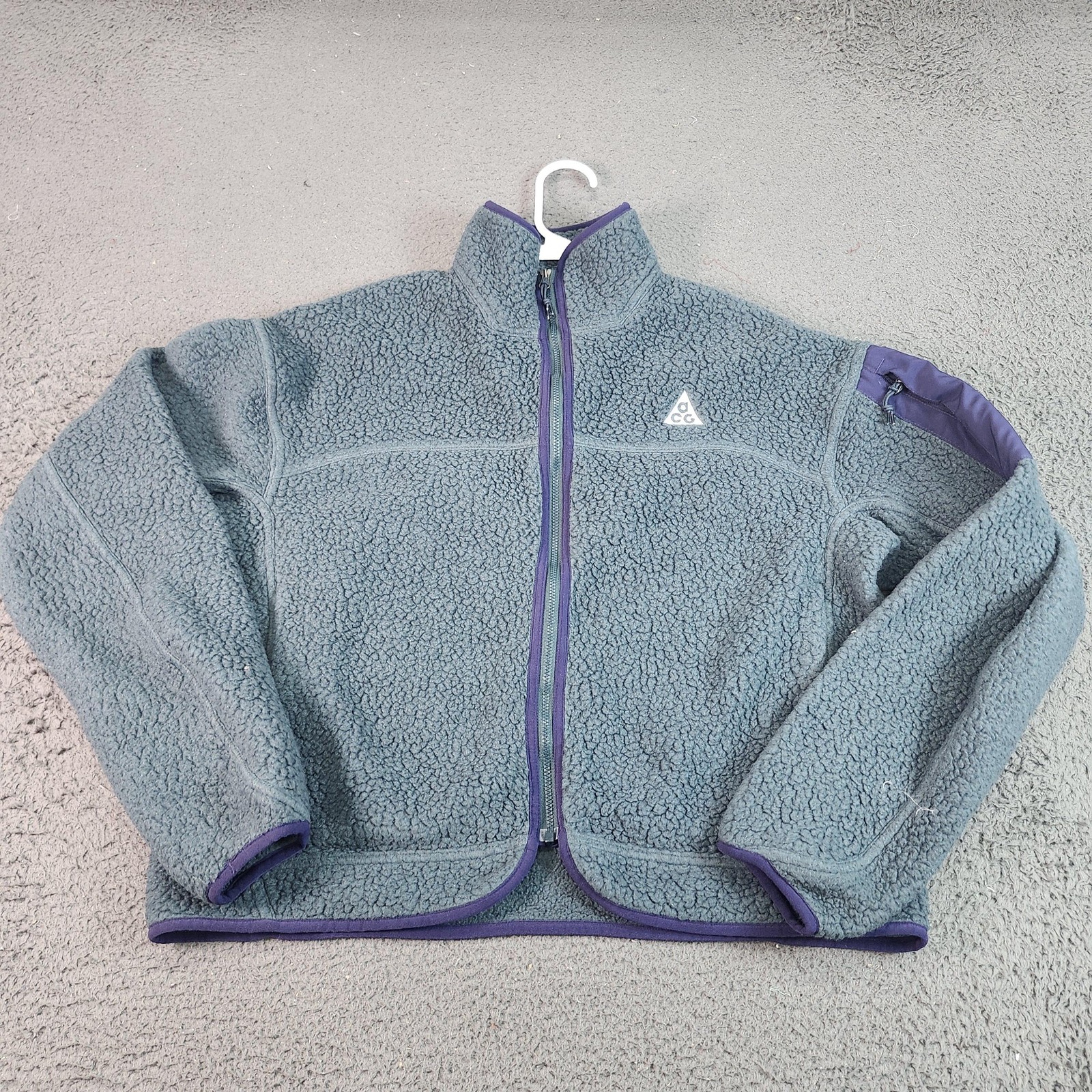 Nike ACG Polartec Jacket Mens Small Blue Sherpa Fleece Full Zip Hiking Outdoor