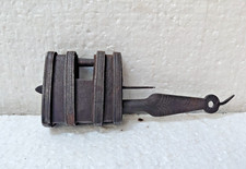 Rare Vintage Unique Solid Iron Handcrafted Heavy Line Engraved Tricky Padlock
