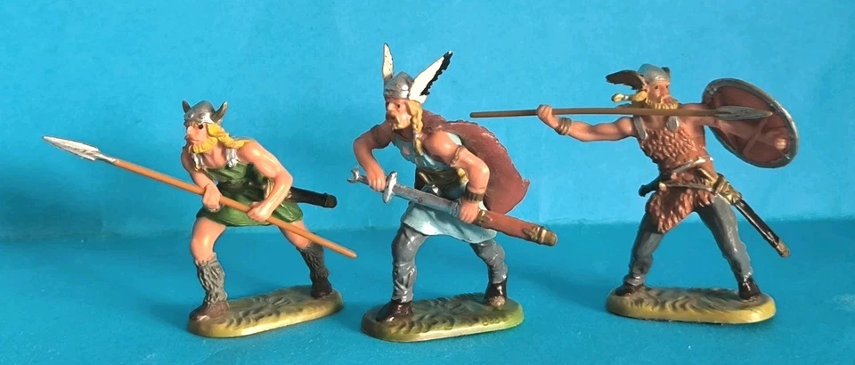 Lot Soldats Anciens Elastolin,Gaulois, Viking,Moyen Âge,Antiquité,Figurines 1/32 - Photo 1/3