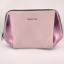 Mary Kay Cosmetic Make Up Bag Pouch Pink Zip Up Metallic Sparkle NEW