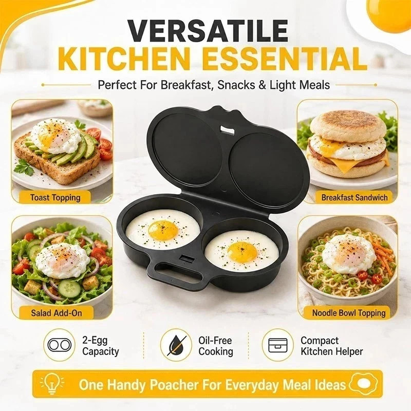 Product photo 3 of 7 — Microwave Egg Poacher Cooker 2 Eggs Steamer Breakfast Kitchen Omelette Maker