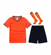 Soccer Jerseys for Boys Girls Sports Shirt and Shorts Set with Socks Orange 5-6