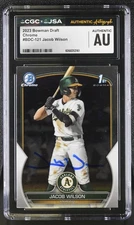 JACOB WILSON SIGNED 2023 BOWMAN DRAFT CHROME ROOKIE CARD BDC-121 CGC AU JSA AUTO