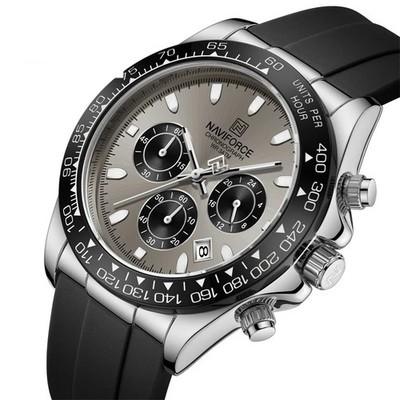 NAVIFORCE Herren Uhr Sport Chronograph Quarz Silikon Armband Wasserdicht