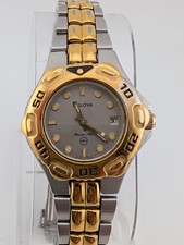 Bulova Marine Star Watch Women 27mm Case Two Tone 6.75" Band- New Battery