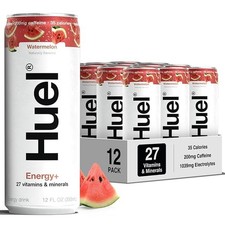 Huel Energy Watermelon Energy Drink 35 Cal per 12 FL Oz, 12 Pack
