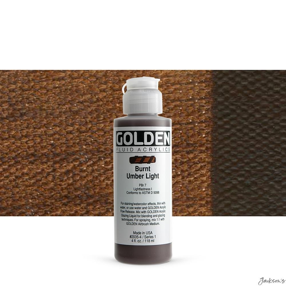 Golden Fluid Acrylic Paint 118ml 4oz Bottle Burnt Umber Light For Art Painting