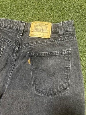 Vintage Levi s 550 Black Denim Jeans Orange Tab Relaxed Fit 36x30 Made In USA 97