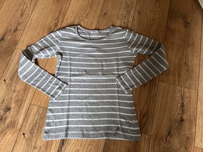 Flashlights Damen Langarm T-Shirt Gr. 36/38 grau weiß Gestreift 