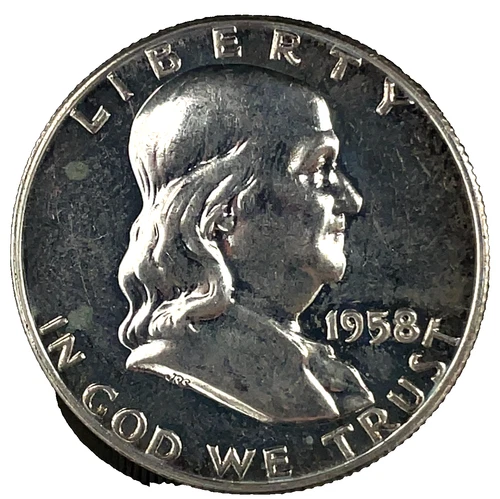 1958 Franklin Half Dollar Gem 90% Silver Proof 50c U.S Coin #62