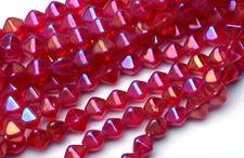 50 Fuschia Luster Bicone Czech Glass Beads 6MM