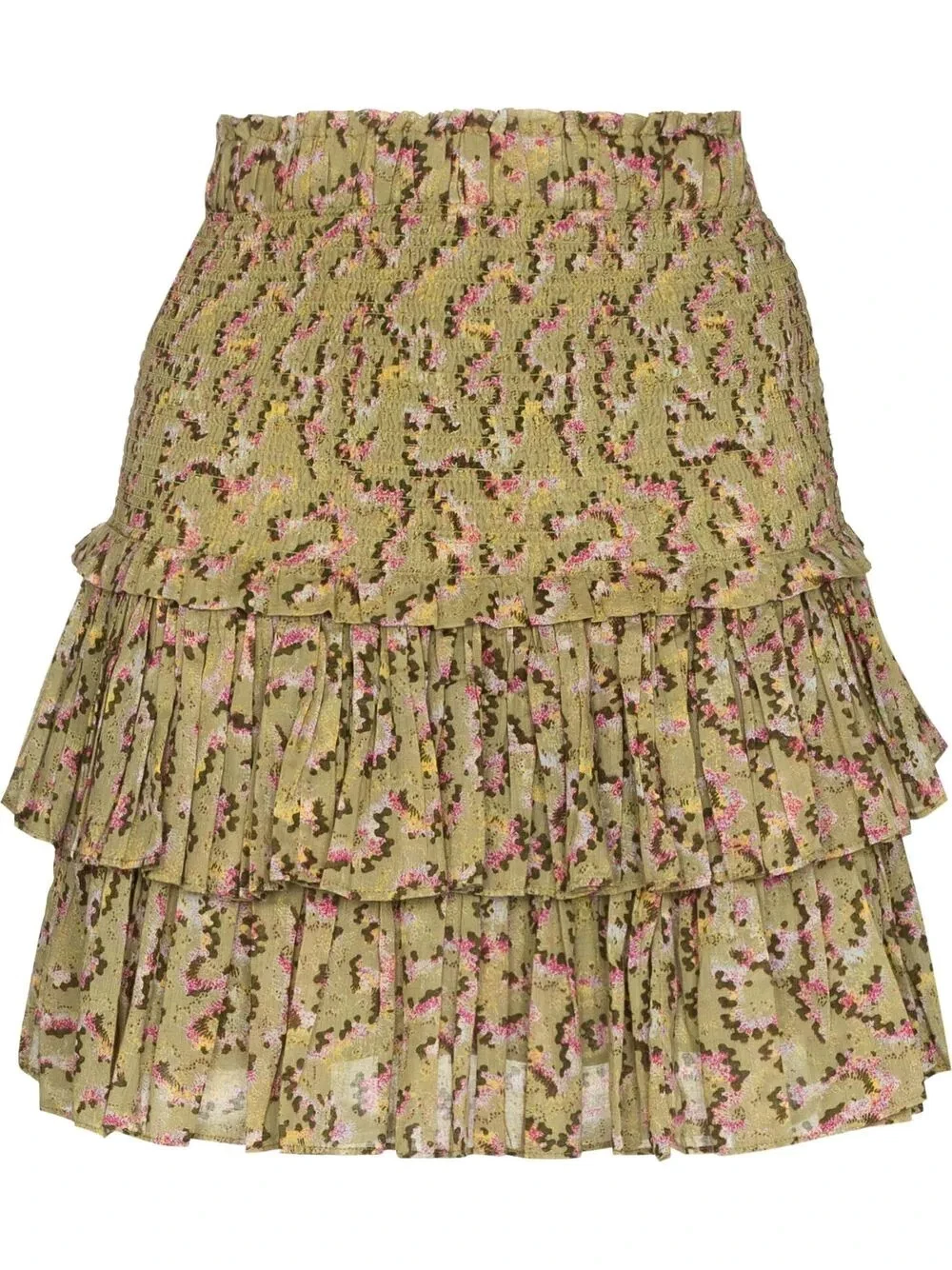 Isabel Marant Etoile Women Naomi Green Smocked Floral Printed Short Skirt M 36