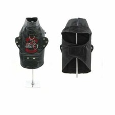 Biker Dawg Motorcycle Dog Jacket Harness Vintage Black Faux Leather Choose Size