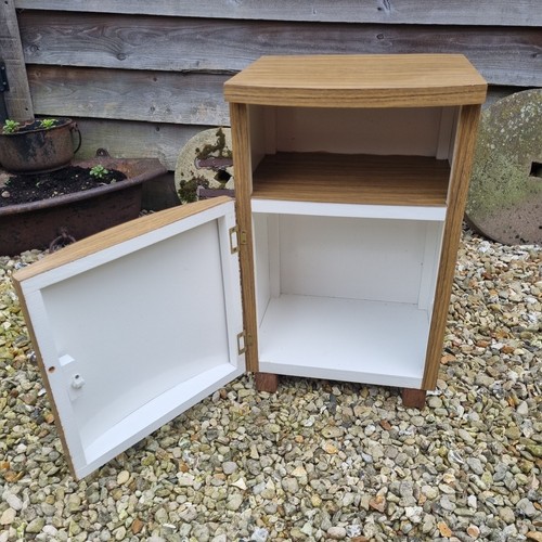 Vintage Formica Veneer Bedside Wooden Cabinet Cupboard Curved Front MCM - Picture 4 of 24