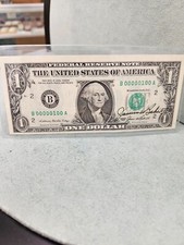 Signed by James Baker III $1 DOLLAR BILL LOW BINARY SERIAL # 00000100