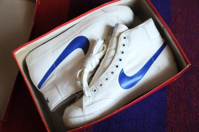 Vintage 80s Nike Basketball 3 Pointer Hi Royal Blue White Canvas sz9