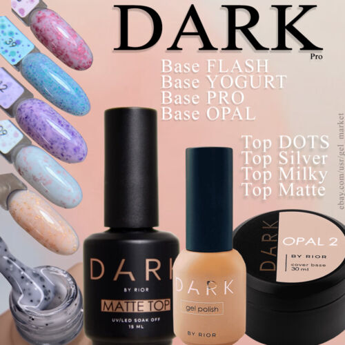 Fordampe mental suppe DARK Gel nail polish - BASE Rubber/Hard/Cover/Color! TOP  No-Wipe/Glitter/Matte! | eBay