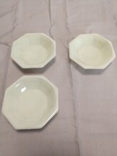 Akro Agate tea set White Octogon saucers, bowl