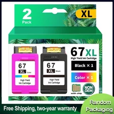 67XL Ink Cartridge for HP 67 Ink Deskjet 2855e 2800e 2755e 4155e Envy 6055e 6455