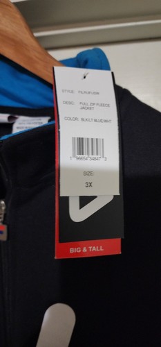 FILA Full Zip Fleece Navy Blue Track Jacket, Size 3X Big And Tall - Picture 2 of 4