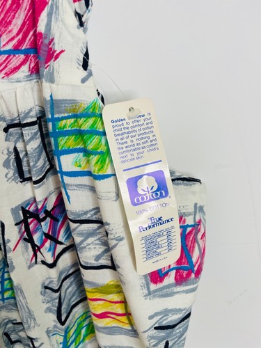 NOS VTG 80'S-90'S GOLDEN RAINBOW WHITE GRAPHIC ABSTRACT PRINT ROMPER JUMPSUIT*6 - Picture 4 of 5