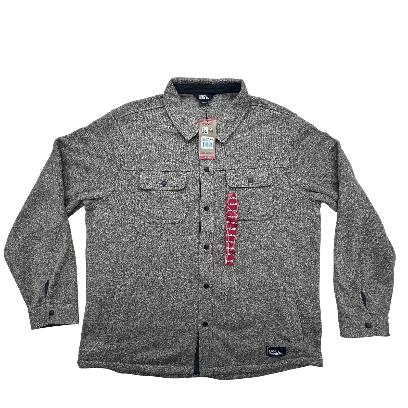 Eddie Bauer Jacket Mens XL Sweater Fleece Shirt Turkish Coffee EB600413 NWT