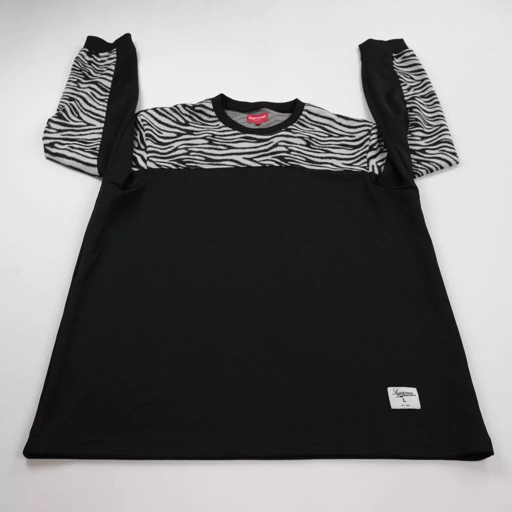 Pull shirt Supreme Zebra L/S haut homme taille grand noir et blanc