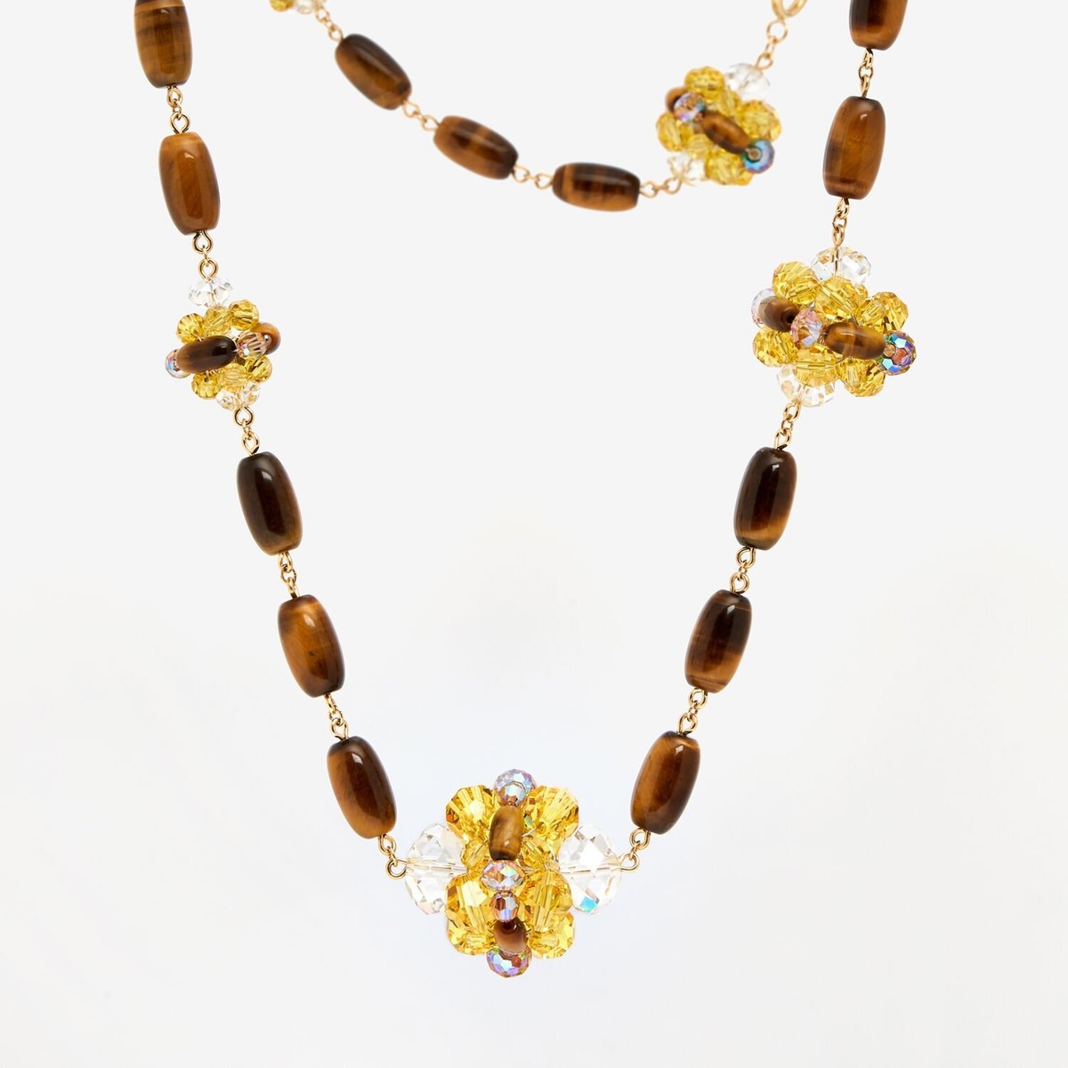 Swarovski Somnia 80cm Necklace Brown Tiger Eye Crystal Gold-tone 5600794