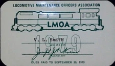 Locomotive Maintenance Officers Membership Card Chicago Railroad Credential 1979