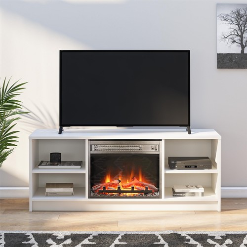 Electric Fireplace TV Stand up to 55" LED Flame Log Set Cool-Touch Modern Heater - Picture 74 of 84