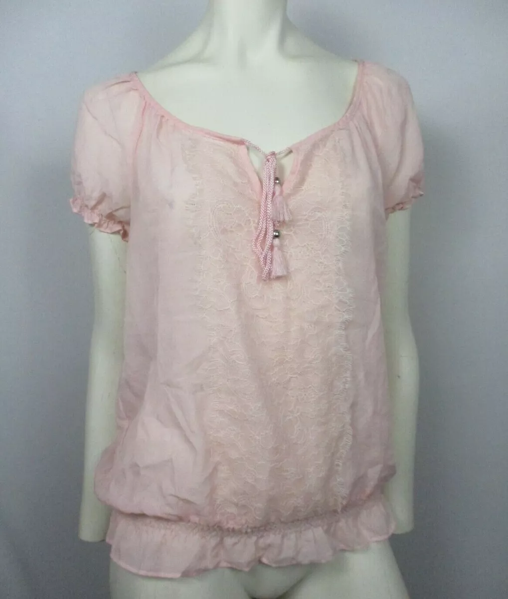 Pink peasant cheap blouse