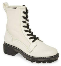 Rag Bone Shiloh Women's Leather Combat Boots Antique White Size 38.5 / US 8.5