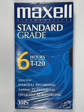 Single Maxell VHS T-120 6 Hour Standard Grade VCR Blank Video Tapes New SEALED