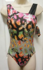 One shoulder Tank Leotard Silver Matte Foil Cosmic Child/Ladies szs Scrunchie